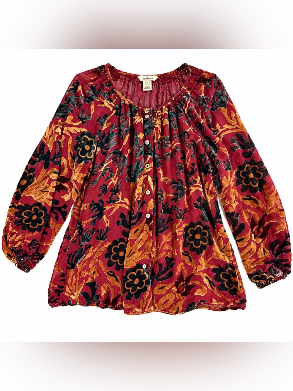Sundance Floral Blouse in Red & Black Medium